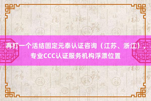 再打一个活结固定元泰认证咨询（江苏、浙江），专业CCC认证服务机构浮漂位置